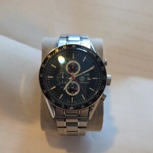 TAG Heuer Silver and Black Chronograph Watch